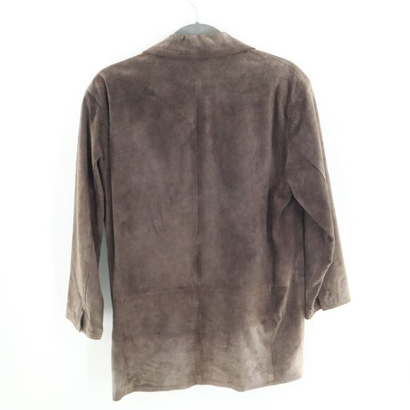 Cezani Leather Suede Overcoat Men L Brown Professor Literary Distinguished Retro - Picture 4 of 16